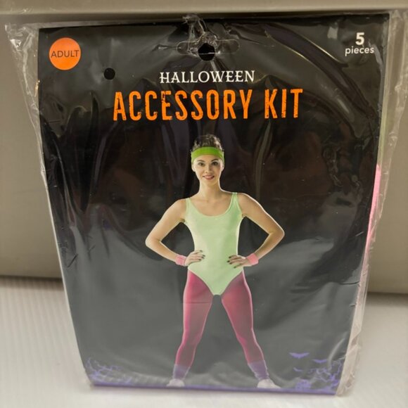 Workout Exercise 5 Pc Headband, Wrist Bands & Leg Warmers Halloween Accessory - Picture 1 of 2